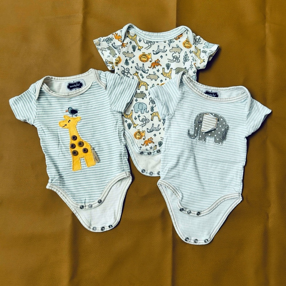 Mud Pie Safari Animal Onesie Set